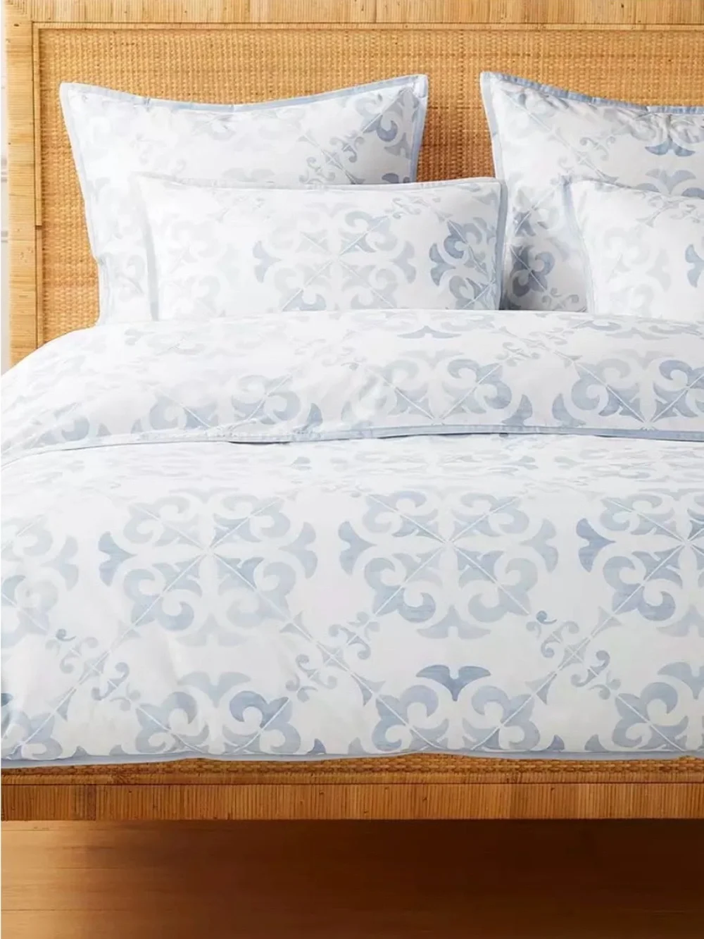 Serena & Lily Wentworth Percale Duvet Cover in Light Blue and White
